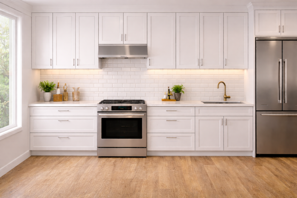 Cozinha-moderna-com-marmore-e-inox-1024x683 3 Revestimentos Baratos que Transformam a Cozinha