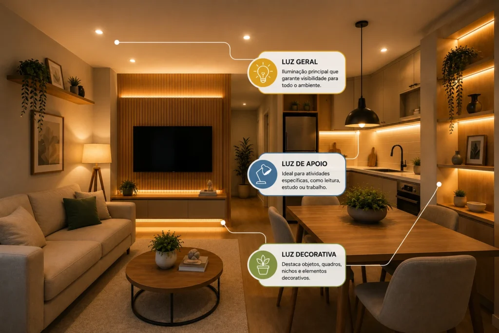 iluminacao-em-casas-pequenas-em-camadas-luz-geral-apoio-decorativa-1024x683 Iluminação em Casas Pequenas: 5 ideias modernas e Funcionais