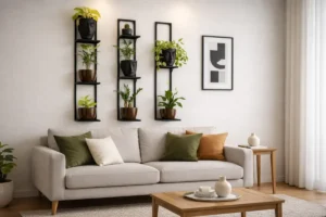 Inspiração de jardim vertical moderno para sala de estar