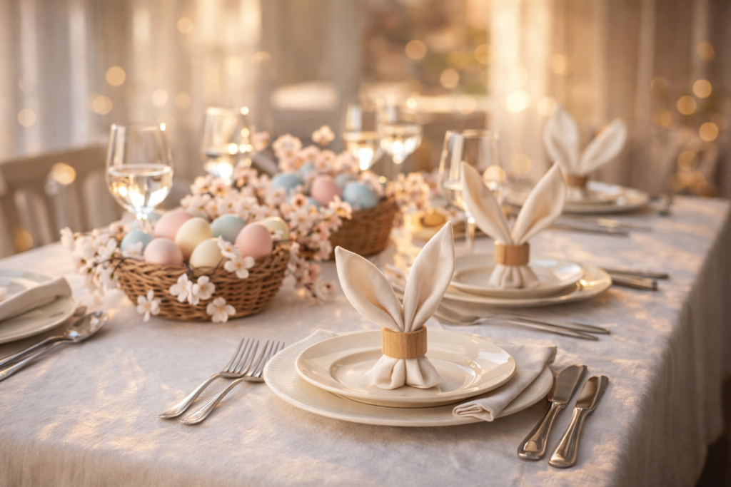 mesa-posta-pascoa-luxuosa-linho-branco.webp-1024x683 Decoração de Páscoa: Ideias Criativas com Baixo Custo
