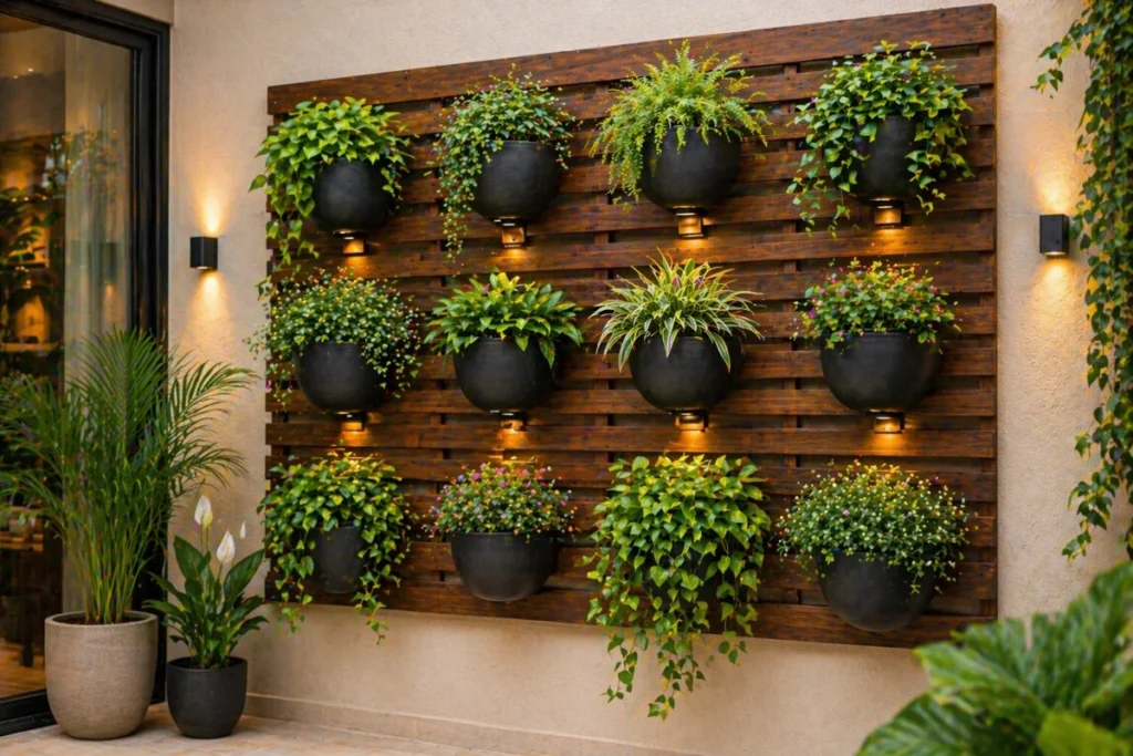 painel-vasos-suspensos-moderno-1200x800-1-1024x683 Jardim Vertical Barato para Apartamento Pequeno