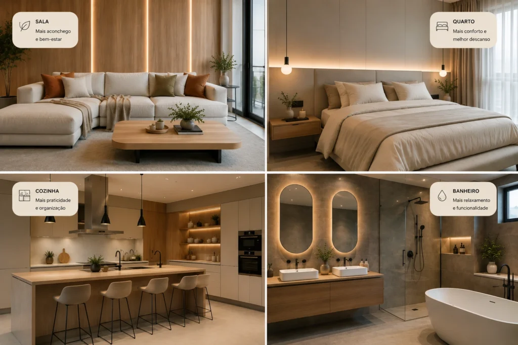 decoracao-minimalista-acolhedora-4-ambientes-sala-quarto-cozinha-banheiro-1-1024x683 Minimalismo Acolhedor: Estilo, Conforto e Sofisticação