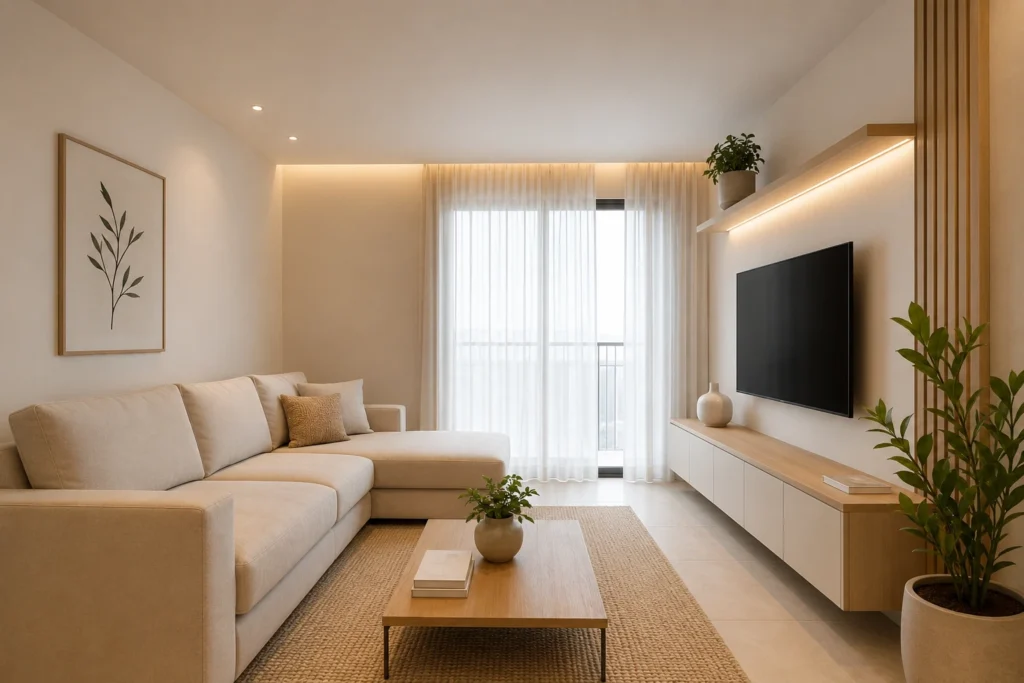 sala-minimalista-moderna-amplitude-decoracao-clean-1024x683 11 Truques Simples que Transformam Salas Pequenas