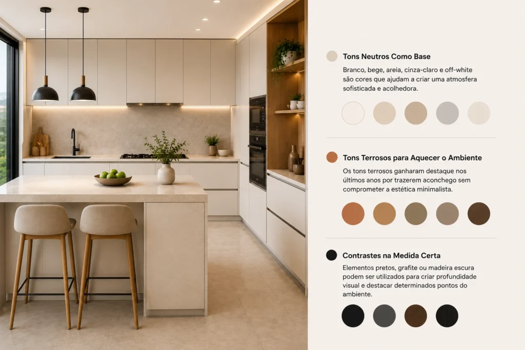 cozinha-minimalista-cores-neutras-tons-terrosos-1024x683 Cozinha Minimalista: Como Unir Luxo e Conforto no Ambiente