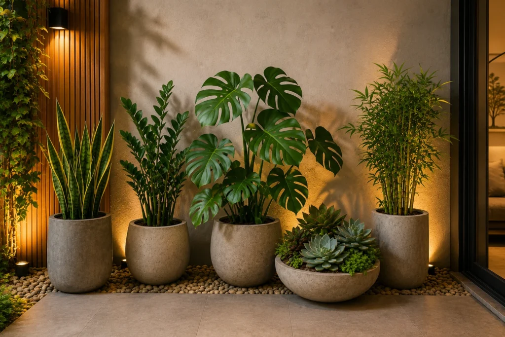 jardim-pequeno-moderno-iluminacao-led-paisagismo-1024x683 Jardim Pequeno Moderno: 12 Ideias para Espaços Compactos