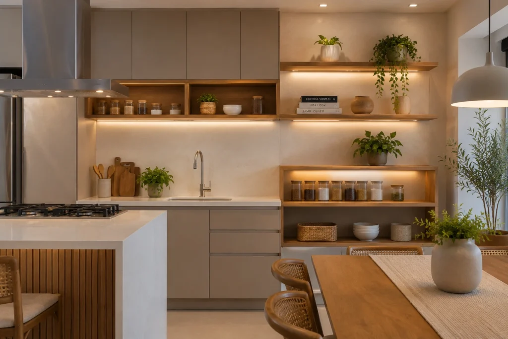 nichos-e-prateleiras-decorativas-na-cozinha-1024x683 12 Ideias de Cozinha Barata que Parecem de Luxo